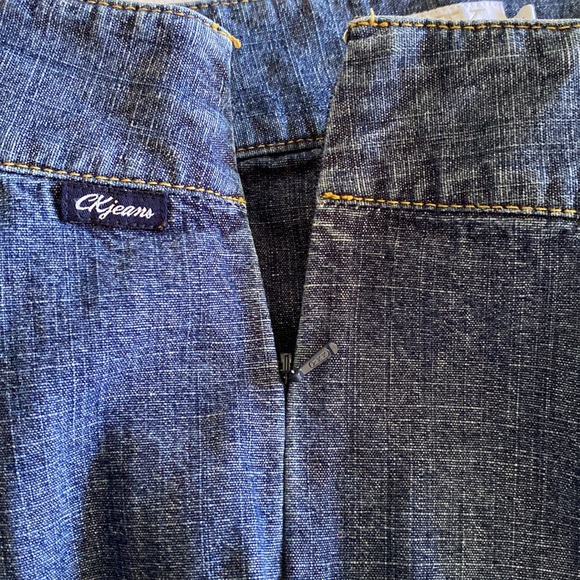 CK Calvin Klein Super Wide Leg Vintage Jeans side zip leg seams brass ring detai - Picture 7 of 13